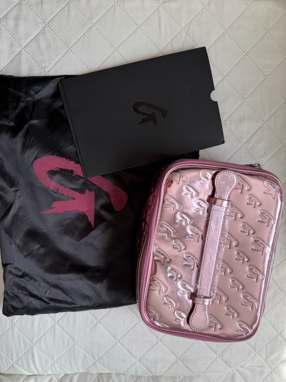 Pink Glossy Monogram Cosmetic Case